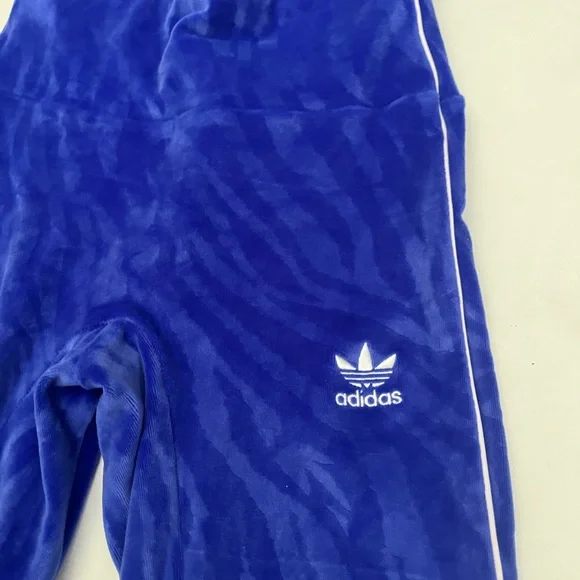 adidas Women's Originals Zebra Print Velour Leggings. Blue size small - Picture 3 of 7